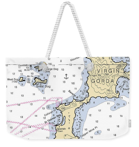 Virgin Gorda-virgin Islands Nautical Chart - Weekender Tote Bag