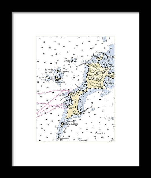 A beuatiful Framed Print of the Virgin Gorda-Virgin Islands Nautical Chart by SeaKoast