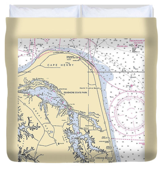 Virginia Beach Virginia Nautical Chart Duvet Cover