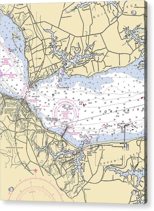 Yorktown-virginia Nautical Chart - Acrylic Print