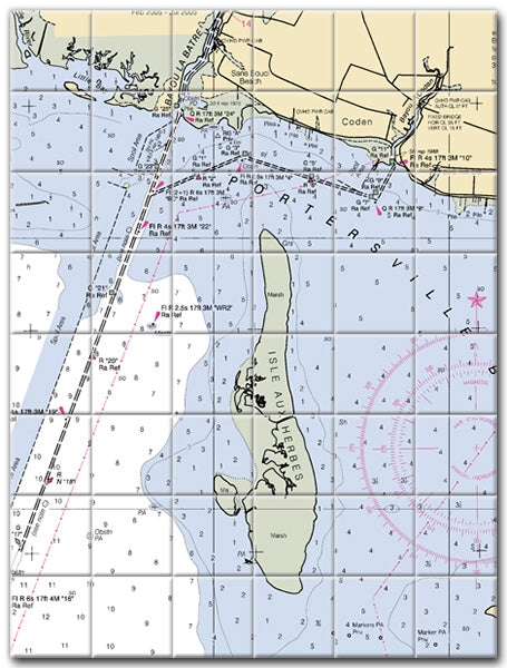 Coden Alabama Nautical Chart Tile Art-Mural-Kitchen Backsplash-Bathroom Tile-Countertop by SeaKoast