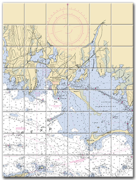 Stonington Connecticut Nautical Chart Tile Art-Mural-Kitchen Backsplash-Bathroom Tile-Countertop by SeaKoast