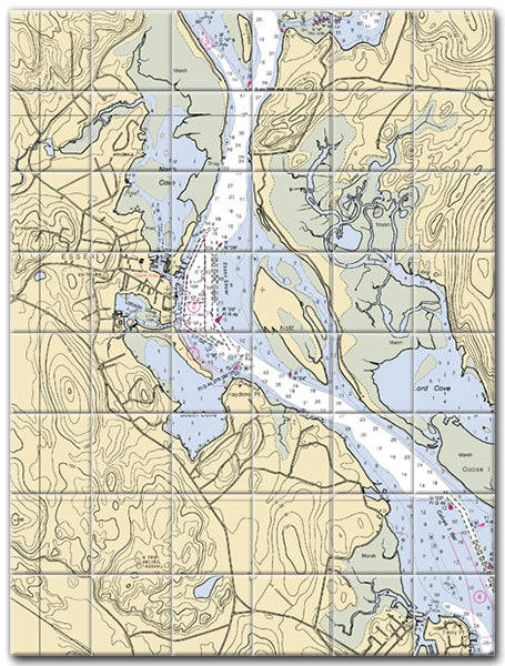 Essex Connecticut Nautical Chart Tile Art-Mural-Kitchen Backsplash-Bathroom Tile-Countertop by SeaKoast