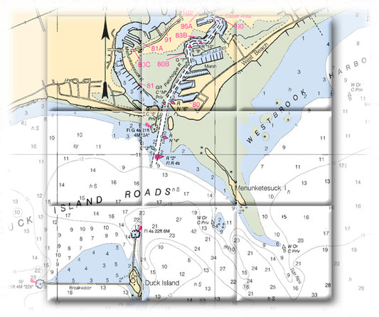 Westbrook Connecticut Nautical Chart Tile Art-Mural-Kitchen Backsplash-Bathroom Tile-Countertop by SeaKoast