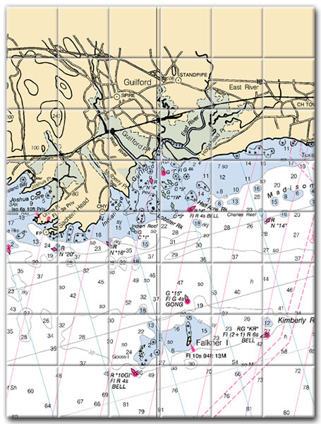 Guilford Connecticut Nautical Chart Tile Art-Mural-Kitchen Backsplash-Bathroom Tile-Countertop by SeaKoast