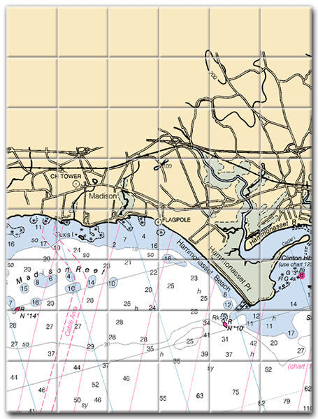 Madison Connecticut Nautical Chart Tile Art-Mural-Kitchen Backsplash-Bathroom Tile-Countertop by SeaKoast