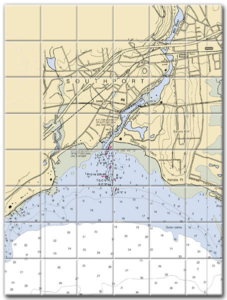 Southport Connecticut Nautical Chart Tile Art-Mural-Kitchen Backsplash-Bathroom Tile-Countertop by SeaKoast