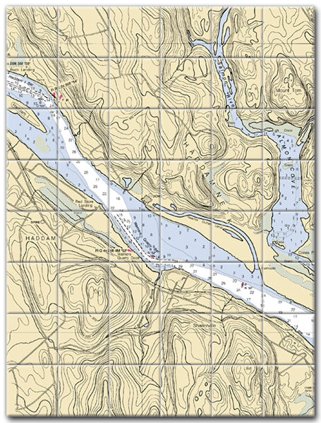 Haddam Connecticut Nautical Chart Tile Art-Mural-Kitchen Backsplash-Bathroom Tile-Countertop by SeaKoast