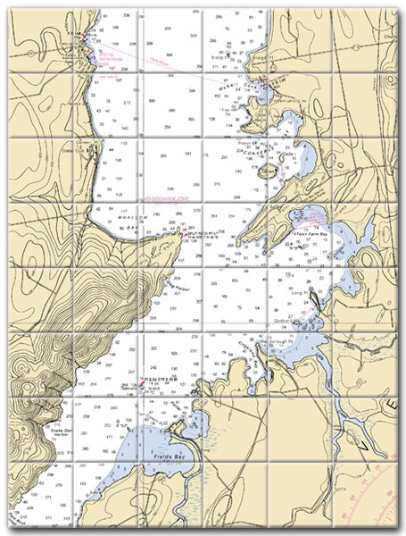 Split Rock Point Lake Champlain Nautical Chart Tile Art-Mural-Kitchen Backsplash-Bathroom Tile-Countertop by SeaKoast