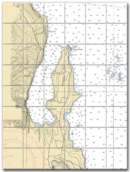 Willsboro Bay Lake Champlain Nautical Chart Tile Art-Mural-Kitchen Backsplash-Bathroom Tile-Countertop by SeaKoast