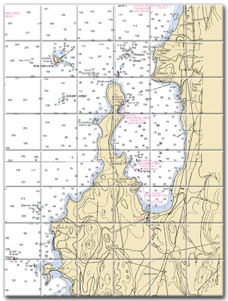 Shelburne Bay Lake Champlain Nautical Chart Tile Art-Mural-Kitchen Backsplash-Bathroom Tile-Countertop by SeaKoast