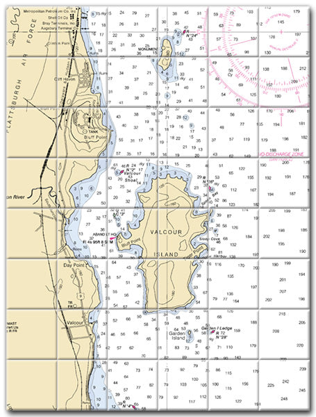 Valcour Island Lake Champlain Nautical Chart Tile Art-Mural-Kitchen Backsplash-Bathroom Tile-Countertop by SeaKoast