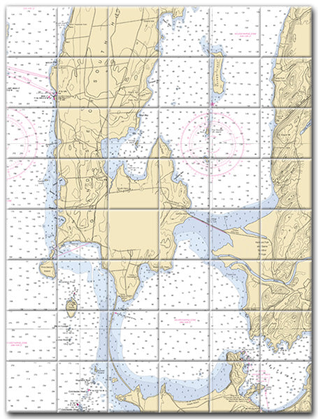 Lake Champlain Gand Isle Nautical Chart Tile Art-Mural-Kitchen Backsplash-Bathroom Tile-Countertop by SeaKoast