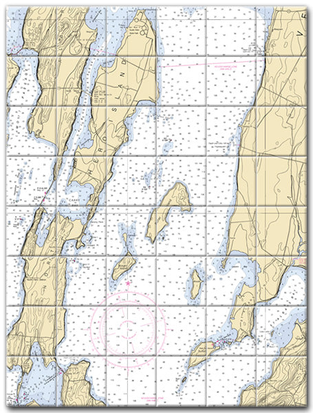 St Albans Bay Lake Champlain Nautical Chart Tile Art-Mural-Kitchen Backsplash-Bathroom Tile-Countertop by SeaKoast