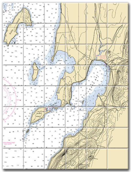 St Albans Bay Lake Champlain Nautical Chart Tile Art-Mural-Kitchen Backsplash-Bathroom Tile-Countertop by SeaKoast