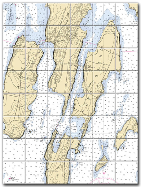 Alburg Passage Lake Champlain Nautical Chart Tile Art-Mural-Kitchen Backsplash-Bathroom Tile-Countertop by SeaKoast