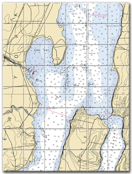 King Bay Lake Champlain Nautical Chart Tile Art-Mural-Kitchen Backsplash-Bathroom Tile-Countertop by SeaKoast