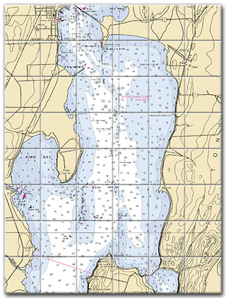 Rouses Point Lake Champlain Nautical Chart Tile Art-Mural-Kitchen Backsplash-Bathroom Tile-Countertop by SeaKoast