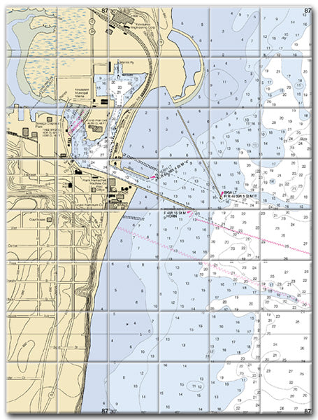 Kewaunee Lake Michigan Nautical Chart Tile Art-Mural-Kitchen Backsplash-Bathroom Tile-Countertop by SeaKoast