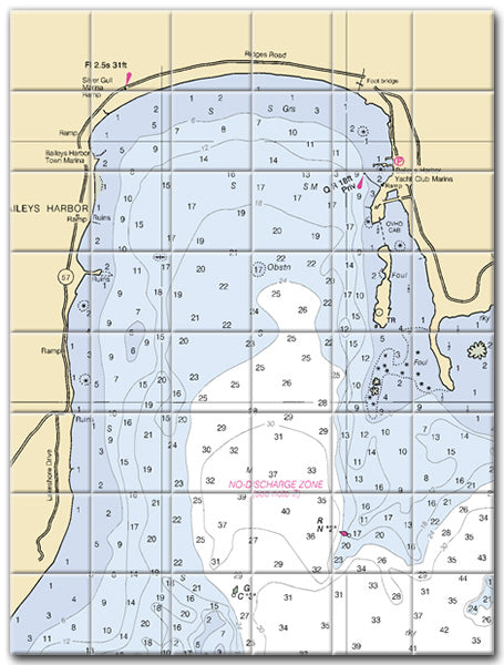 Baileys Harbor Lake Michigan Nautical Chart Tile Art-Mural-Kitchen Backsplash-Bathroom Tile-Countertop by SeaKoast