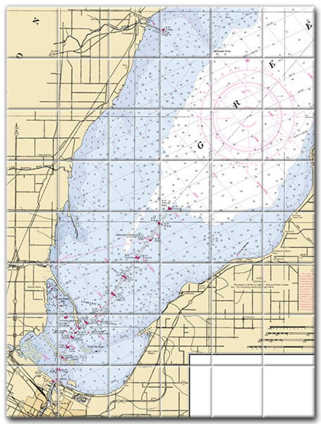 Southern Green Bay Lake Michigan Nautical Chart Tile Art-Mural-Kitchen Backsplash-Bathroom Tile-Countertop by SeaKoast