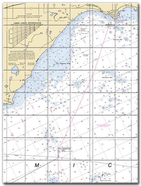 Millecoquins Point Lake Michigan Nautical Chart Tile Art-Mural-Kitchen Backsplash-Bathroom Tile-Countertop by SeaKoast
