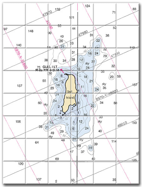 Gull Island Lake Michigan Nautical Chart Tile Art-Mural-Kitchen Backsplash-Bathroom Tile-Countertop by SeaKoast