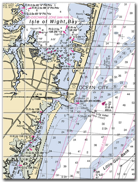 Ocean City Maryland Nautical Chart Tile Art-Mural-Kitchen Backsplash-Bathroom Tile-Countertop by SeaKoast