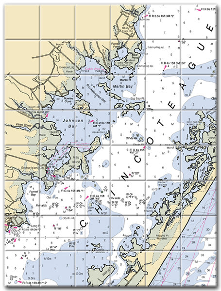 Johnson Bay Maryland Nautical Chart Tile Art-Mural-Kitchen Backsplash-Bathroom Tile-Countertop by SeaKoast