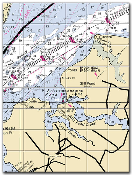 Still Pond Maryland Nautical Chart Tile Art-Mural-Kitchen Backsplash-Bathroom Tile-Countertop by SeaKoast