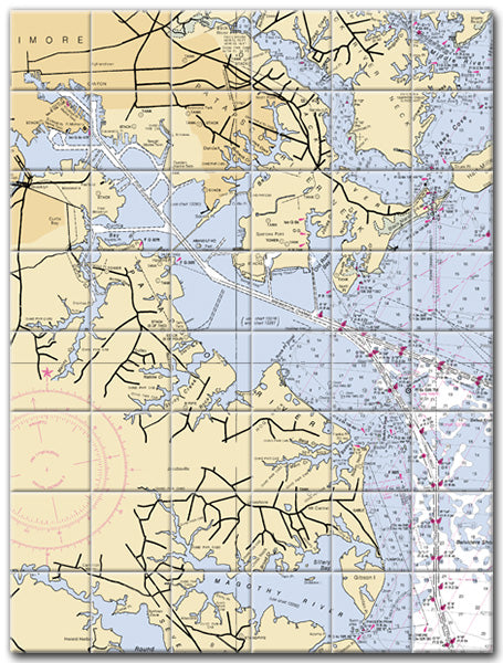 Patapsco River Maryland Nautical Chart Tile Art-Mural-Kitchen Backsplash-Bathroom Tile-Countertop by SeaKoast