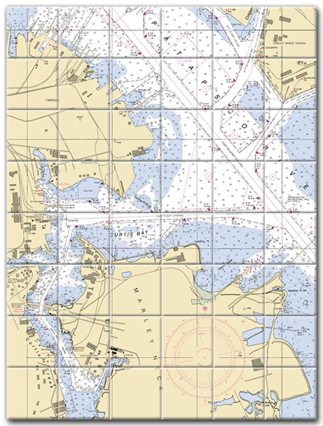 Curtis Bay Maryland Nautical Chart Tile Art-Mural-Kitchen Backsplash-Bathroom Tile-Countertop by SeaKoast