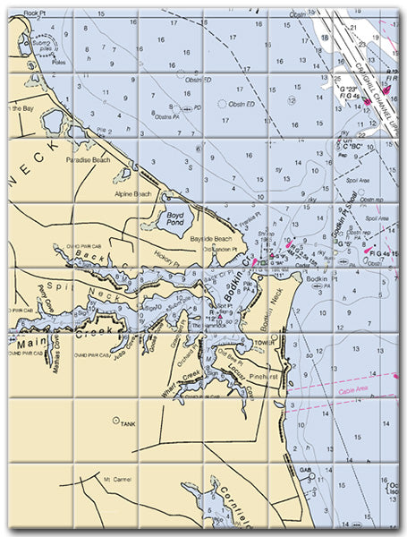 Main Creek Maryland Nautical Chart Tile Art-Mural-Kitchen Backsplash-Bathroom Tile-Countertop by SeaKoast