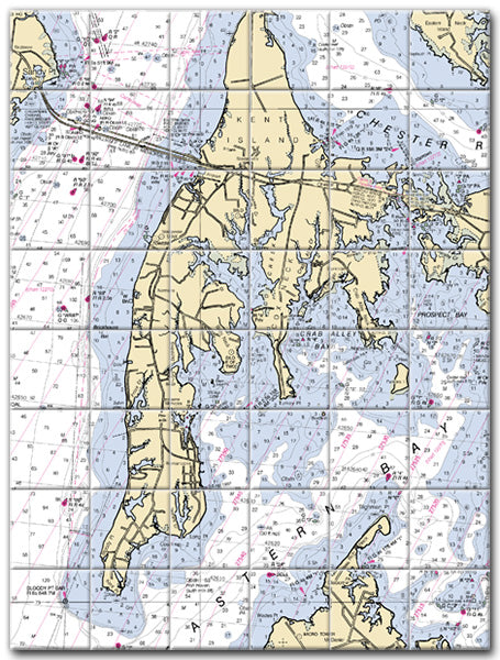 Kent Island Maryland Nautical Chart Tile Art-Mural-Kitchen Backsplash-Bathroom Tile-Countertop by SeaKoast