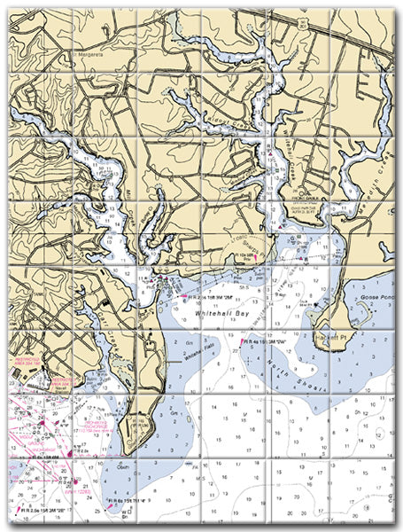 Whitehall Bay Maryland Nautical Chart Tile Art-Mural-Kitchen Backsplash-Bathroom Tile-Countertop by SeaKoast