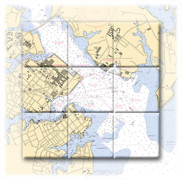 Annapolis Maryland Nautical Chart Tile Art-Mural-Kitchen Backsplash-Bathroom Tile-Countertop by SeaKoast