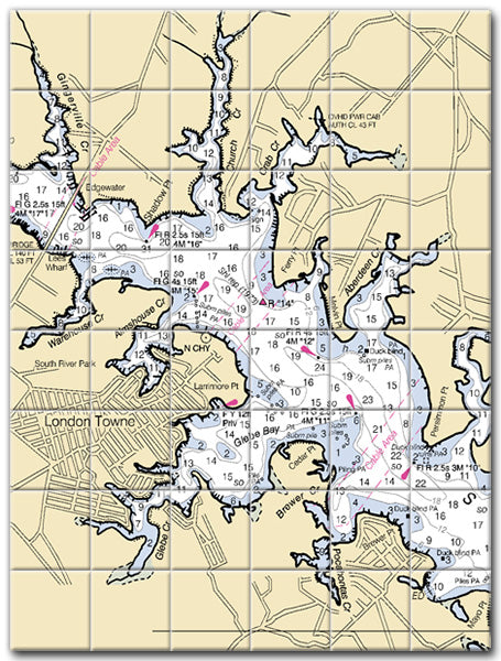 Londontowne Maryland Nautical Chart Tile Art-Mural-Kitchen Backsplash-Bathroom Tile-Countertop by SeaKoast