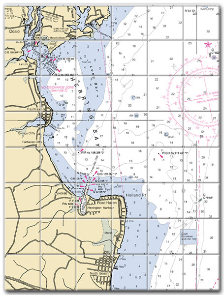 Herring Bay Maryland Nautical Chart Tile Art-Mural-Kitchen Backsplash-Bathroom Tile-Countertop by SeaKoast