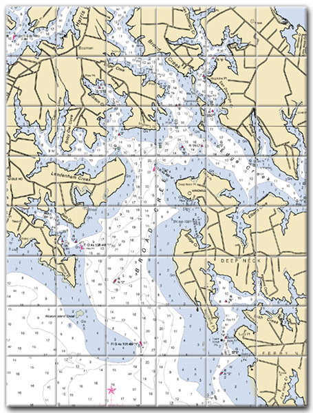 Broad Creek Maryland Nautical Chart Tile Art-Mural-Kitchen Backsplash-Bathroom Tile-Countertop by SeaKoast