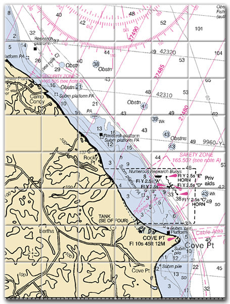 Cove Point Maryland Nautical Chart Tile Art-Mural-Kitchen Backsplash-Bathroom Tile-Countertop by SeaKoast