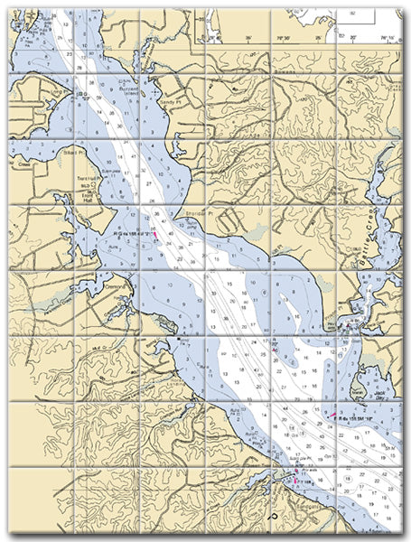 Patuxent River-Battle Creek Maryland Nautical Chart Tile Art-Mural-Kitchen Backsplash-Bathroom Tile-Countertop by SeaKoast