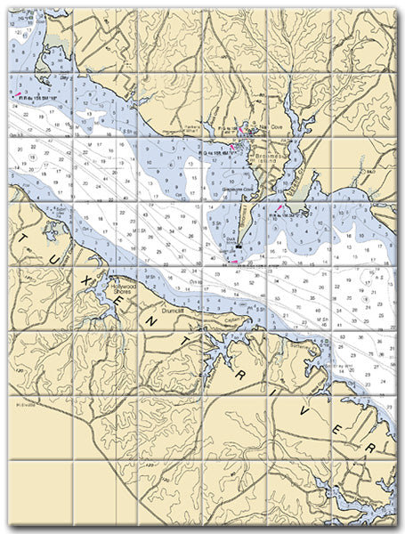 Patuxent River-Broomes Island Maryland Nautical Chart Tile Art-Mural-Kitchen Backsplash-Bathroom Tile-Countertop by SeaKoast