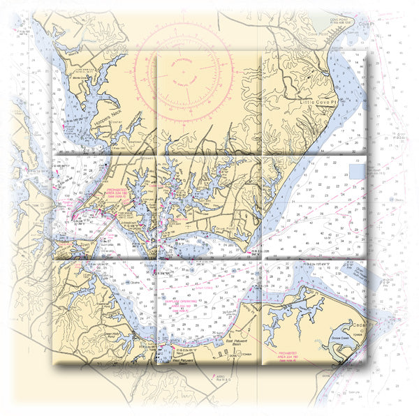 Patuxent River-Cedar Point Maryland Nautical Chart Tile Art-Mural-Kitchen Backsplash-Bathroom Tile-Countertop by SeaKoast