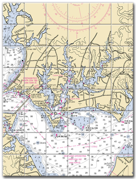 Patience Maryland Nautical Chart Tile Art-Mural-Kitchen Backsplash-Bathroom Tile-Countertop by SeaKoast