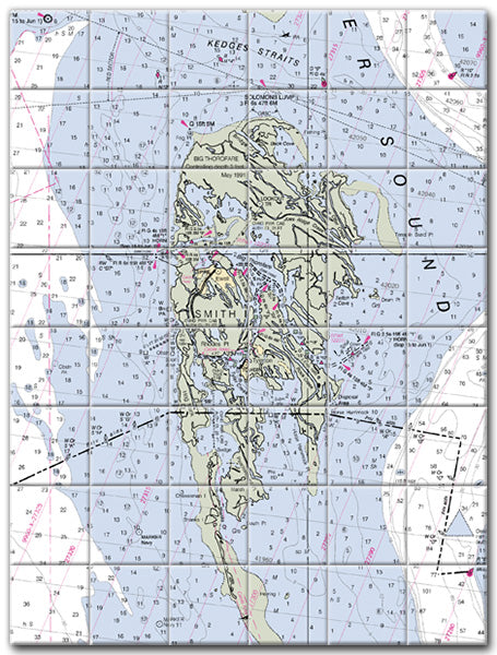Smith Island Maryland Nautical Chart Tile Art-Mural-Kitchen Backsplash-Bathroom Tile-Countertop by SeaKoast