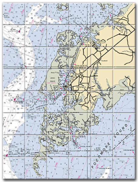 Crisfield Point Maryland Nautical Chart Tile Art-Mural-Kitchen Backsplash-Bathroom Tile-Countertop by SeaKoast