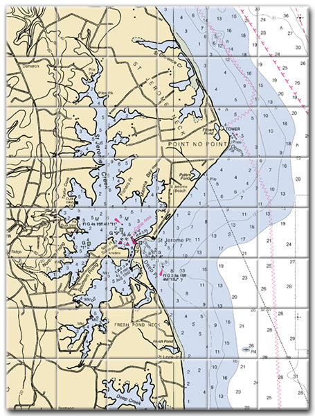 Point No Point Maryland Nautical Chart Tile Art-Mural-Kitchen Backsplash-Bathroom Tile-Countertop by SeaKoast