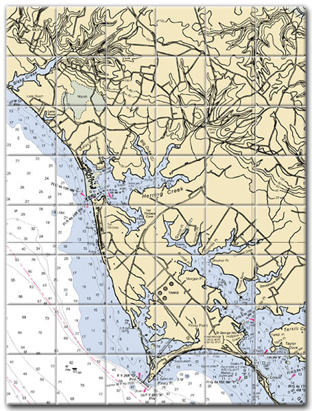 Mckay Beach Maryland Nautical Chart Tile Art-Mural-Kitchen Backsplash-Bathroom Tile-Countertop by SeaKoast