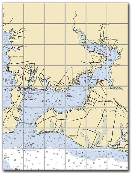 Breton Bay Maryland Nautical Chart Tile Art-Mural-Kitchen Backsplash-Bathroom Tile-Countertop by SeaKoast