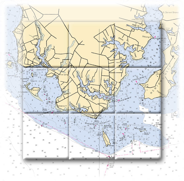 Cohens Point Maryland Nautical Chart Tile Art-Mural-Kitchen Backsplash-Bathroom Tile-Countertop by SeaKoast